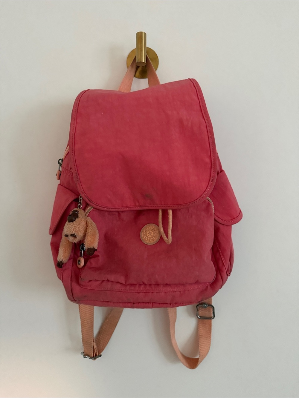 Kipling Everyday Pink Nylon Backpack with Plush Charm